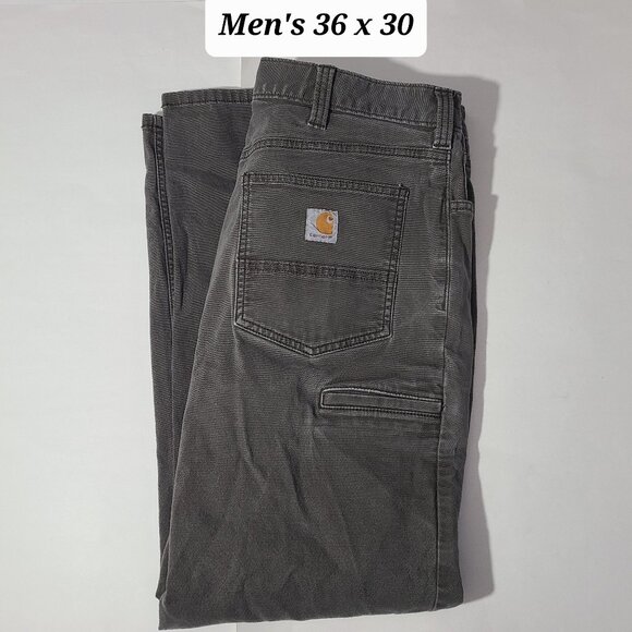 Carhartt Relaxed Fit Men's Gray Canvas Pants Size 36 x 30 - Picture 1 of 6